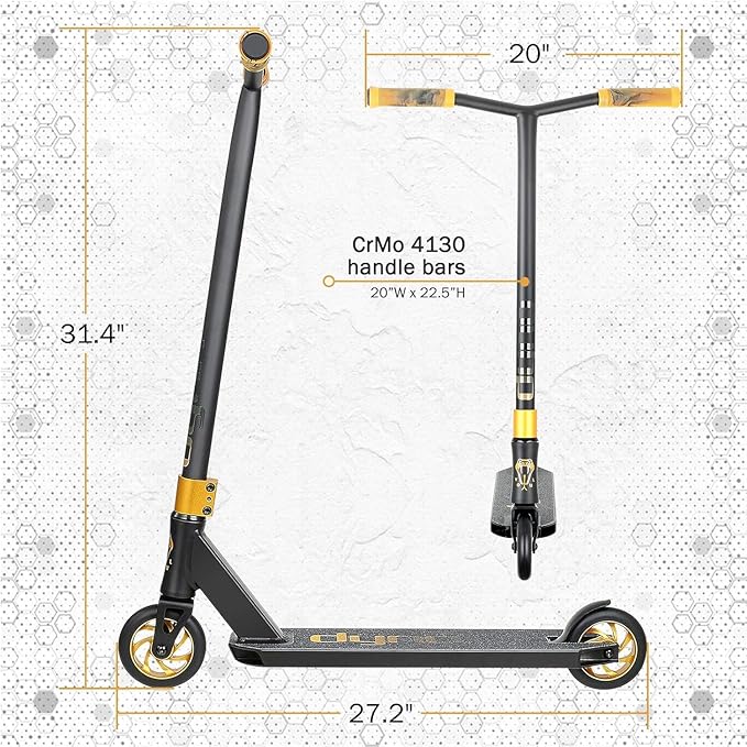 Vokul K1 Pro Stunt Scooter - Intermediate & Beginner Freestyle Scooter for Kids 8+, Teens, Adults - Quality Kick Scooter for Boys & Girls (DYNO01-BLK)