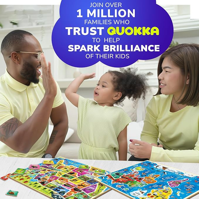 QUOKKA United States Puzzles for Kids Ages 4-6 - Realistic USA Map Wooden Puzzles for Kids Ages 3-5 - Montessori Wood Educational Toys for Toddlers 2-4 Years Old - Geography Learning Games for 6-8 yo