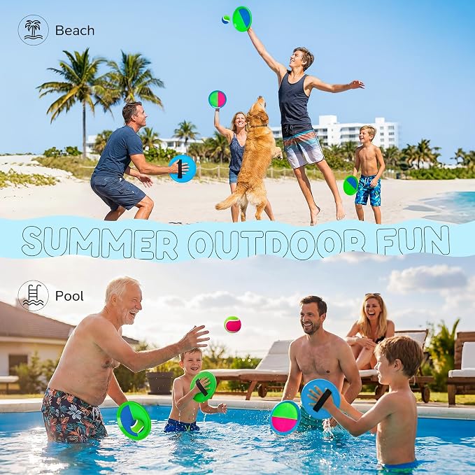Upgraded Toss and Catch Ball Game Set, Beach Pool Toys Outdoor Games for Kids Toys, Outside Family Lawn Yard Games, for Boys Girls 3 4 5 6 7 8 9 10 11 12 Years Old