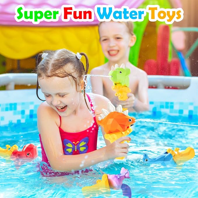 Dinosaur Water Guns for Kids 5PCS Dino Squirt Guns Outdoor Water Pool Toys for Toddlers 2-4 3-5 Summer Beach Bath Toys 1-3 Mini Small Blaster Squirter for Kids Age 2 3 4 5 6 Year Old Boys Girls Gifts