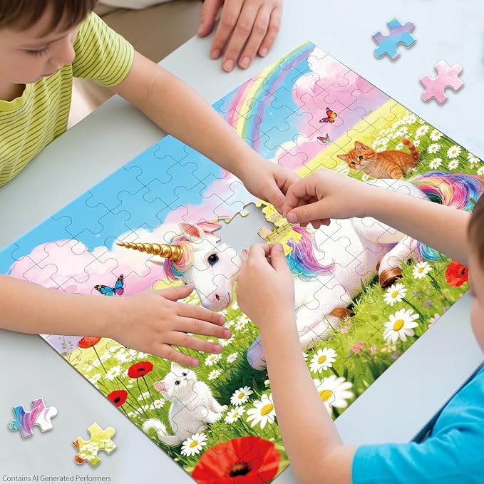 100 Pieces Puzzles for Kids Ages 4-8, Pony Educational Kids 100 Piece Puzzle, Children Jigsaw Puzzles Kids Puzzles, Educational Learning Puzzle Toys for Girls and Boys