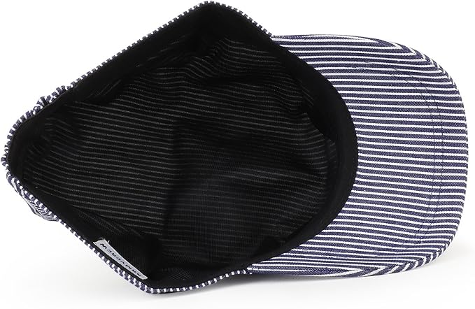 Armycrew Denim Blue Stripe Train Engineer Conductor Cap Fits Infant to Adult 3XL