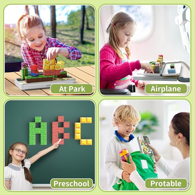 WMXDU Mini Magnetic Blocks, Travel Magnet Building Blocks for Toddlers, 35 PCS Magnetic Building Toys with Portable Iron Box STEM Educational Magnet Toys for Kids Ages 3 4 5 6 7 8 Year Old Boys Girls