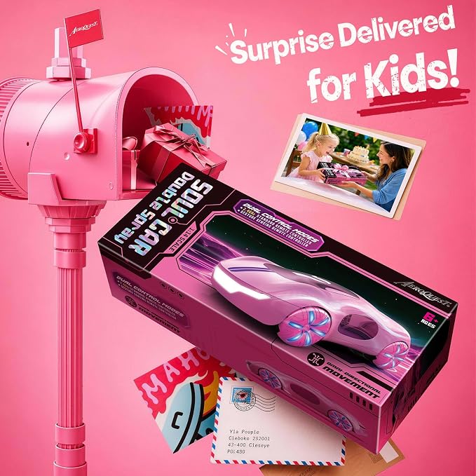 AEROQUEST Pink Hand Controlled RC Cars for Girls | Remote Control Stunt Drift USB-C Charging Light Spray Sound Gesture Sensing Spotrs Birthday Holiday Gifts 2.4GHz 4WD