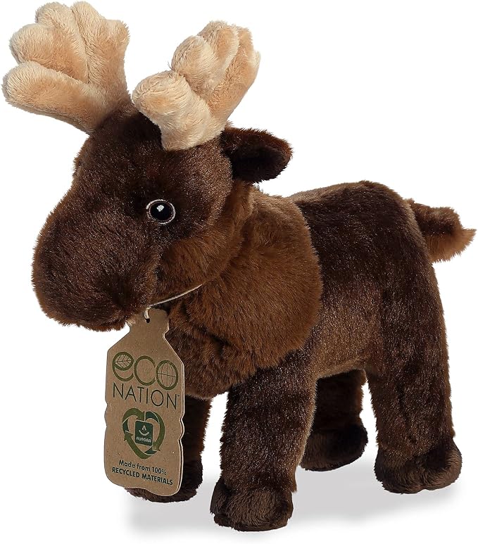 Aurora® Responsibly Made Eco Nation™ Moose Stuffed Animal - Ideal for Playtime Adventures - Perfect for Birthdays or Just Because - Brown 9 Inches