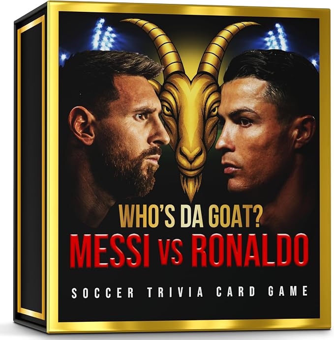Messi vs Ronaldo Soccer Trivia Card Game - Soccer Cards 2025-2026 | Best Soccer Gift for Boys | Who's Da Goat?