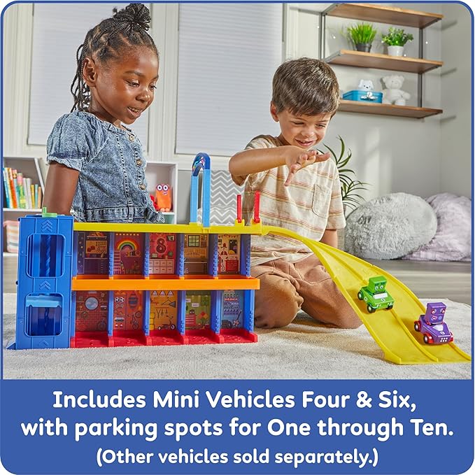hand2mind Counting Car Garage, Race Car Track, Toy Vehicle Playsets, Parking Garage, Pretend Play Sets for Preschoolers, Preschool Math Learning Activities, Numbers for Toddlers, Kids Birthday Gifts