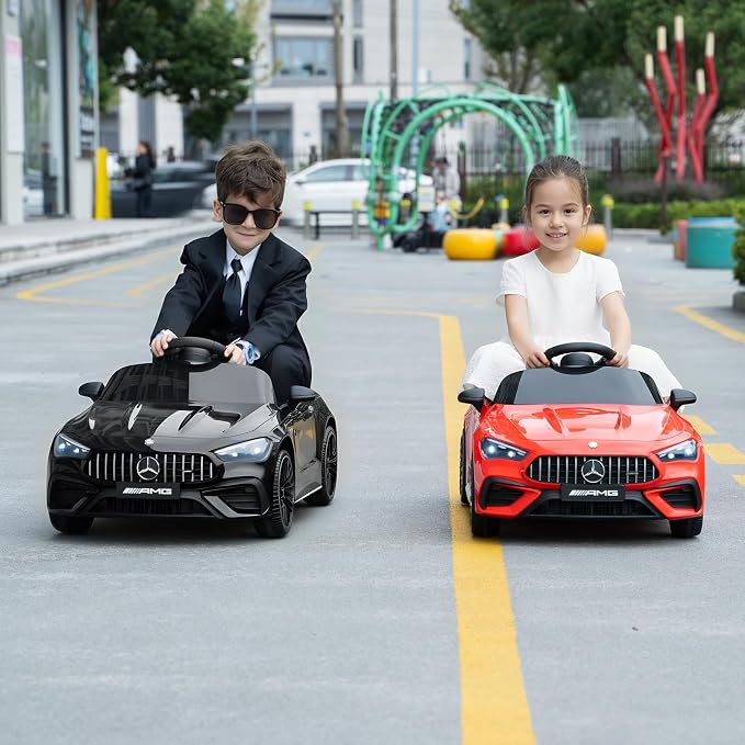 TOBBI Kids Electric Ride On Toy Car, Toddlers Battey-Powered Vehicle with Parental Remote Control/Soft Start/3 Speeds/Horn & LED for Children Ages 3-6 Years-Red
