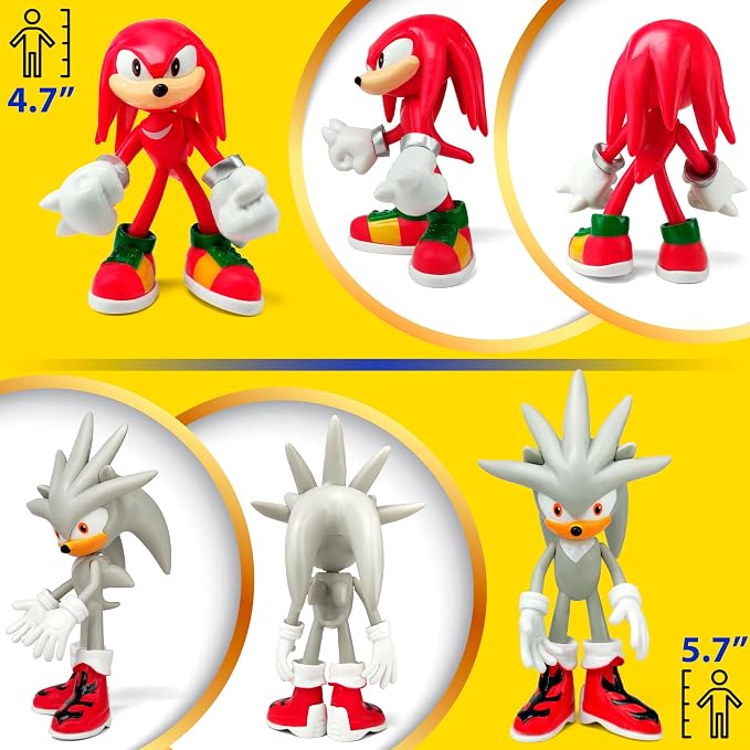 Toysvill Sonic the Hedgehog Big Action Figures (Set of 10 pcs), Collection Toys, Birthday Cake Decoration Party Supplies Cake Topper
