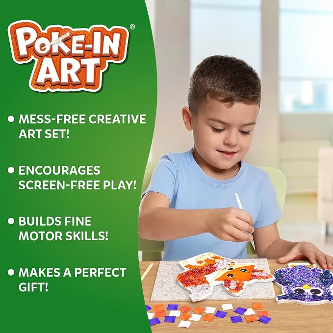 Skillmatics Poke-in Art – Animals, Mess-Free DIY Wood Craft Kit for Kids, Creative Fine Motor Activity, Pretend Play & Room Decor, Gift for Girls & Boys Ages 4, 5, 6, 7, 8, 9