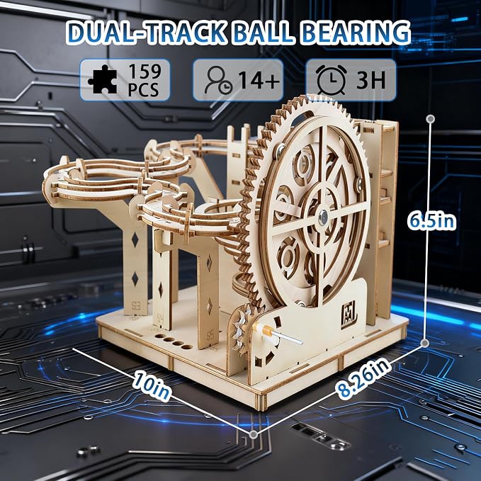 3D Wooden Puzzles Marble Run Set - 159PCS Mechanical Model Kit for Adults Wooden Puzzles, DIY Building Model Kit for Teens Age 14+ Years Old, Gift for Birthday Father's Day