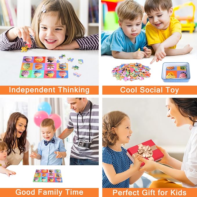 MZZOTOY Cupcake Puzzle for Kids Ages 4-8, 60 Pieces Jigsaw Puzzles for Kids Ages 3-5， Learning Educational Puzzles Toys Great Gift for Boys Girls in a Metal Box