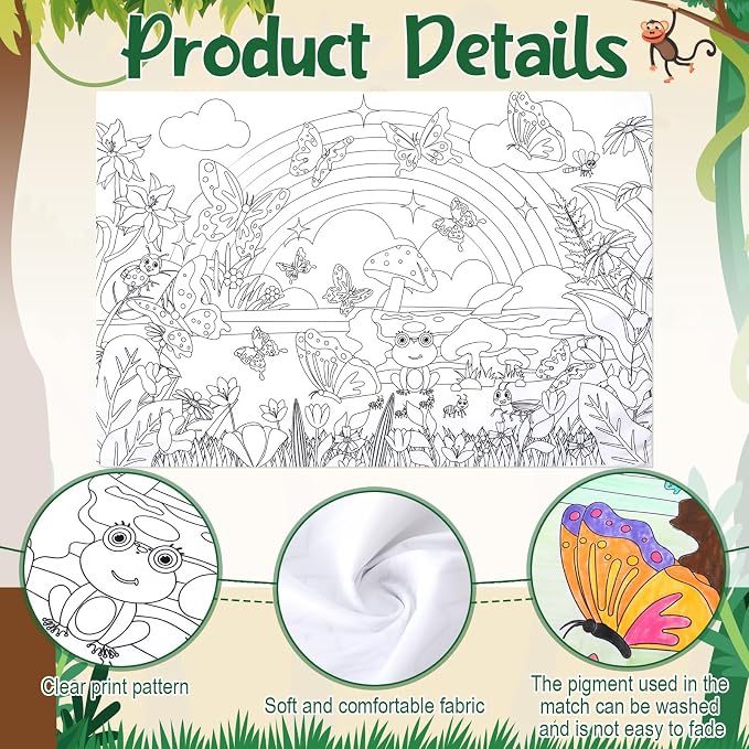 Mindsoft Coloring Craft Coloring Pillowcase Pillow Covers with 12 Pcs Markers Pens for Decoration Supplies Craft, 28.7 x 19.7 Inch (Butterfly)