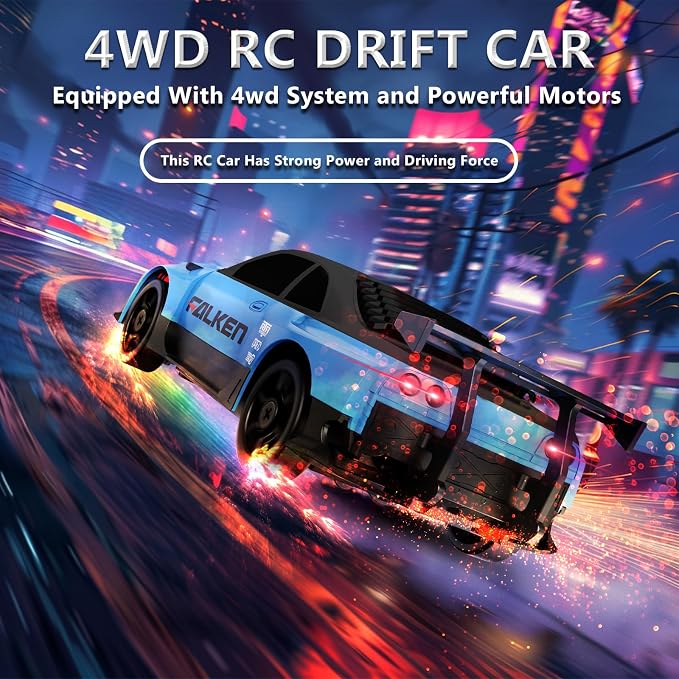 Remote Control Car RC Drift Car 2.4GHz 1:24 4WD 15KM/H High Speed Racing Sport Car with LED Lights Drifting Tire Racing Sport Toy for Adults Boys Girls Kids Gift