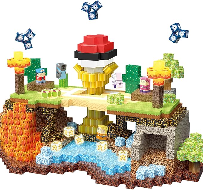 200pcs Magnetic Blocks, 1 inch Magnetic Building Blocks Set for Kids Ages 3+, Montessori Sensory Stacking Toys Construction Toys for Boys