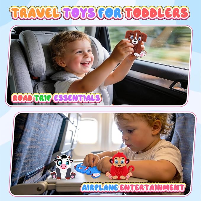 12 Pack Animal Texture Sensory Toys for Kids, Toddler Travel Toys for Airplane Car Roadtrip, Silicone Calming Autism Quiet Fidgets for Classroom, Birthday Gifts for Kids Toddlers