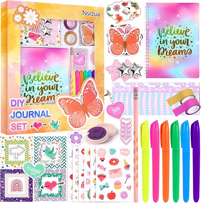 Nsrzua DIY Journal Kit for Girls,Toys for Ages 8-14 and Birthday Gifts for Girls