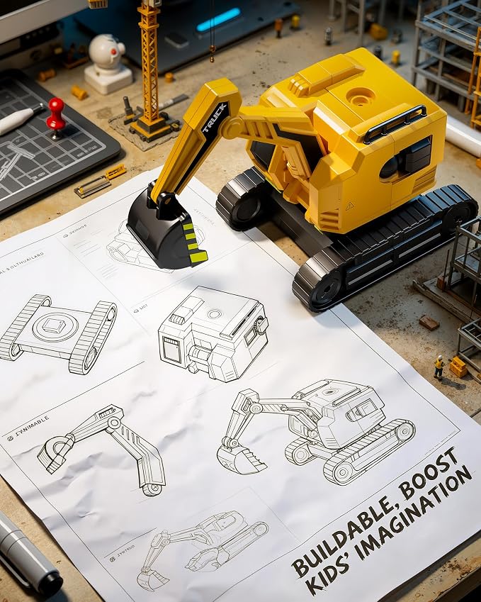 5-in-1 Construction Truck Toys for 3 4 5 6 Year Old Boys, Transform Toys for Boys 4-6, Easy DIY Magnetic Assembly, Birthday Gifts for 3 4 5 6 Year Old Boys, STEM Robot Toys for Boys Kids
