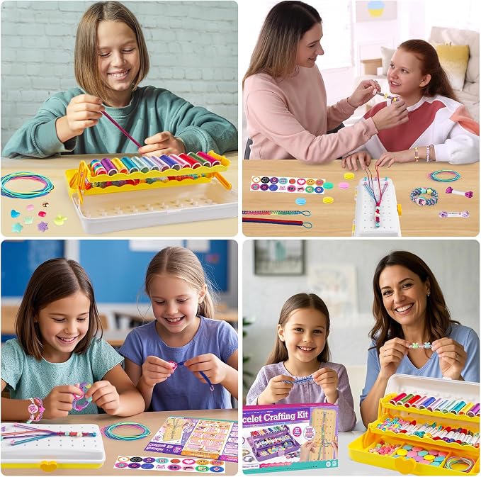 TingingYuli Friendship Bracelet Making Kit for Girls Ages 8-12, DIY String Bracelet Maker with 3-Layer Storage Box, Jewelry Making Kit Arts and Crafts Toy Gift for Kids Ages 6-12