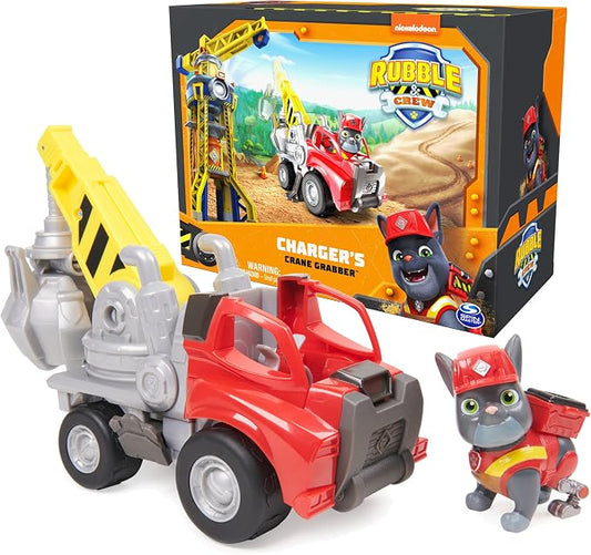 Rubble & Crew, Charger’s Crane Grabber Toy Truck with Movable Parts and a Collectible Action Figure, Kids Toys for Ages 3 and Up