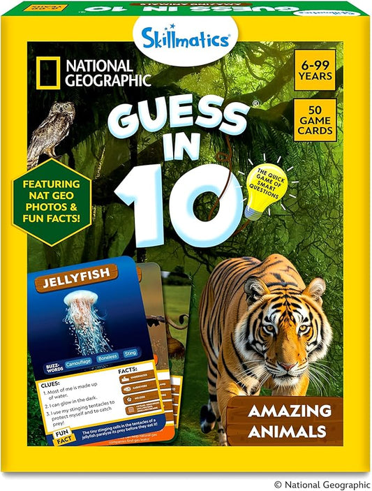 Skillmatics Guess in 10 National Geographic Animals, Educational Card Game for Kids & Families, Animal Trivia & Travel Game, Screen-Free Fun, Gifts for Ages 6, 7, 8, 9 and Up