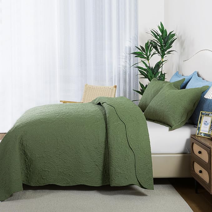 HoneiLife King Quilt Bedding Sets - 3 Piece Microfiber Quilt Sets Lightweight Bedspreads Reversible Coverlets Rustic Bed Cover Quilt King Size Fall/Winter Quilts