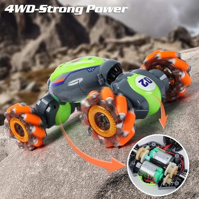 QXHOL Gesture Sensing RC Stunt Car for Boys 6-12 Year Old, 4WD Remote Control Cars Toys with Lights Music, Best Birthday Gifts for Kids, 2.4Ghz Hand Control Drift Car