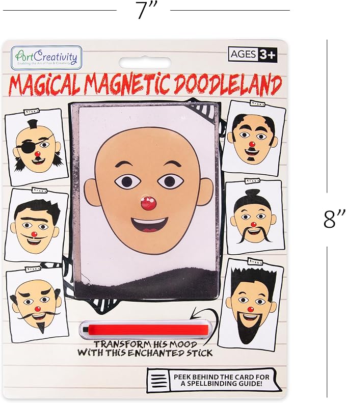 ArtCreativity Magnetic Face Doodle Board - 6 Pack - Magnetic Drawing Board for Kids - Create Different Hair and Beard Styles - Magnetic Travel Games - Retro Toys from The 90s - Easter Basket Stuffers