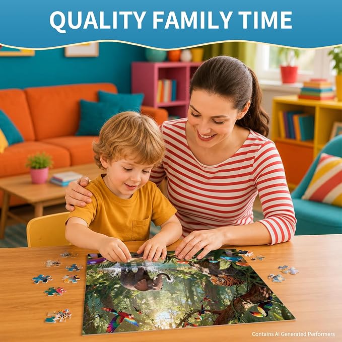 100 Pieces Puzzles for Kids Ages 4-8, Elephant Educational Kids 100 Piece Puzzle, Children Jigsaw Puzzles Kids Puzzles, Educational Learning Puzzle Toys for Girls and Boys