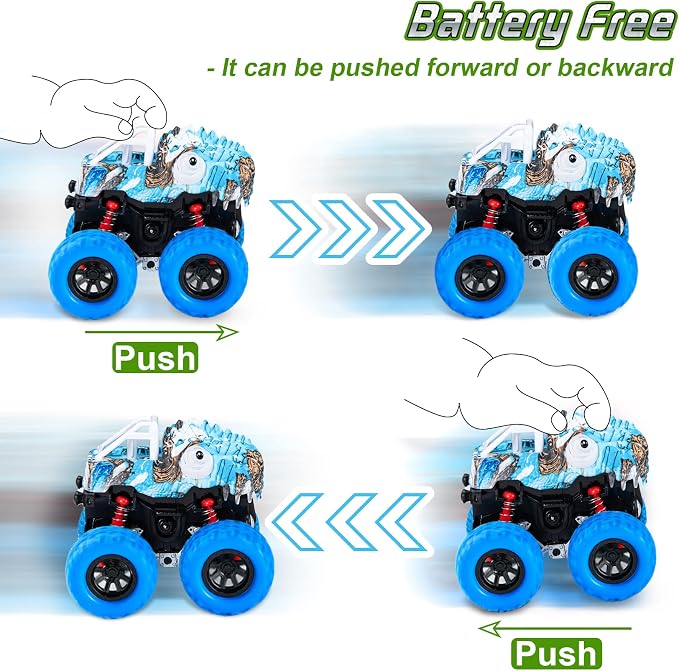 LODBY Dinosaur Trucks Toys for Kids 3-5 Year Old Boys, Friction Powered Dino Vehicles Toys for Age 3-5 Year Old Boys Birthday Gifts, Dinosaur Car Train for Kids Outdoor Toys for Toddlers Boy