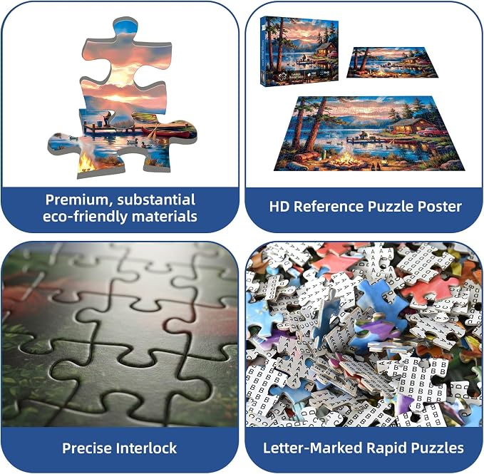 Lakeside Retreat Cabin Puzzles for Adults 1000 Pieces,Impossible Hard Difficult Challenging Jigsaw Puzzles for Adults 1000 Pieces,Puzzle with Letters on Back,Recycled Paper Jigsaw Puzzle(27.6"x19.7")
