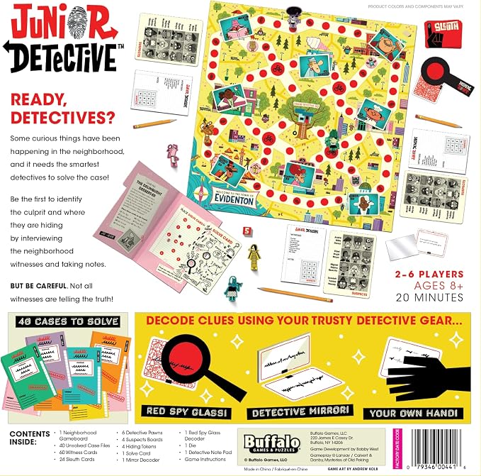 Junior Detective Game by Buffalo Games, Board Games for Kids 6-10, Family Board Games, Mystery Board Game for Kids, Cooperative Detective Game, Fun Family Games