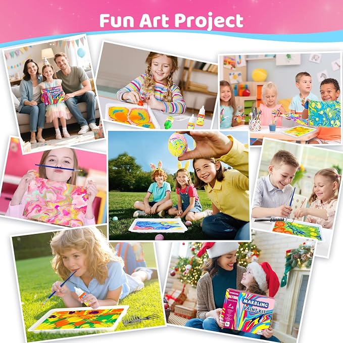 Water Marbling Paint for Kids,Stocking Stuffers for Kids,Birthday Gifts for Kids 3+ Years Old,Arts and Crafts for Girls Boys Ages 8-12 6-8 3-5,STEM Science Toys