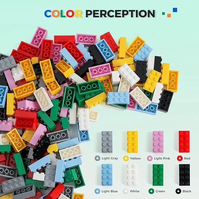 HUIZDQ 2x4 Bricks 500 Piece Classic Building Bricks and 1 Gray Baseplate, 2x4 Bricks Bulk Creative Building Toys, Blocks Bulk for Kids Ages 6+, 8 Colors