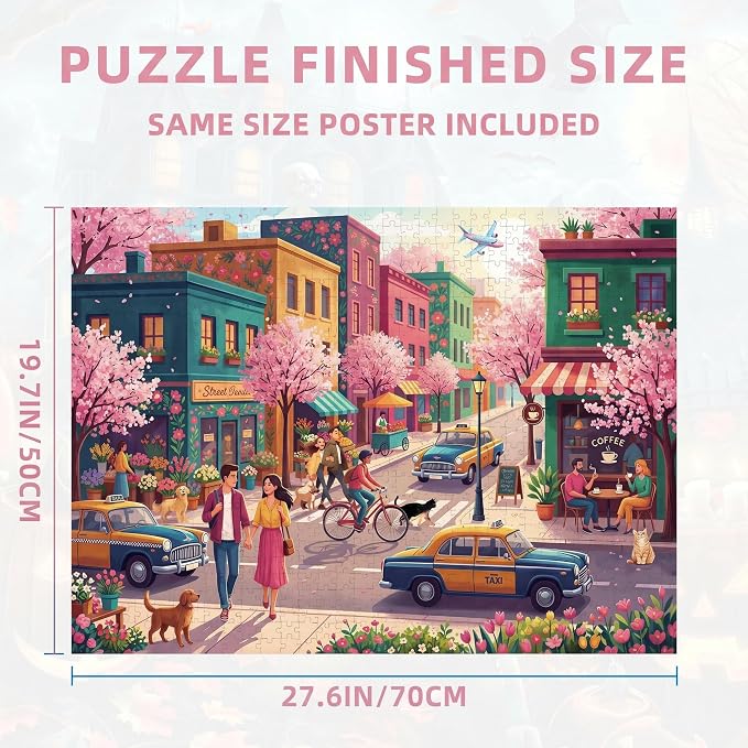 Nattork Jigsaw Puzzles 1000 Pieces for Adults, Families (Sakura Strasse) Pieces Fit Together Perfectly