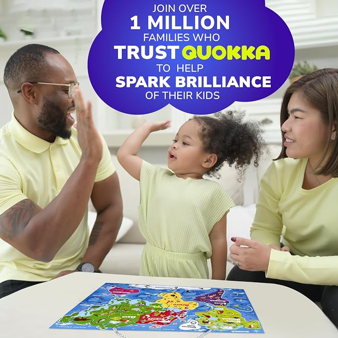 QUOKKA Magnetic Puzzles for Kids Ages 3-5 — 3 Educational Magnet Puzzles for Kids Ages 4-6 — Space, USA and World Map Learning Toys for Toddlers 2-4 — Learning United States Game for Children 6-8