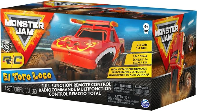 Monster Jam, Official El Toro Loco Remote Control Monster Truck for Boys and Girls, 1:24 Scale, 2.4 GHz, Kids Toys for Ages 4 and Up