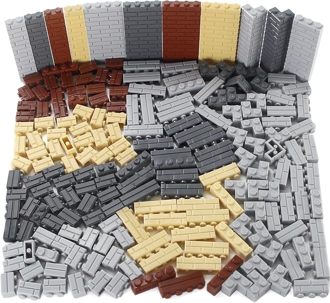 Masonry Bricks Set - Compatible with Major Brands Building Blocks, 260 Pieces Bulk 1x2 1x3 1x4 and Corner Bricks for DIY Wall House Construction (Multicolored)