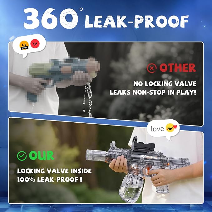 2 Pack Water Gun for Kids, Squirt Guns for Kids with LED Light & 25 FT Shooting Range, Large Capacity No Leak Water Gun, Summer Swimming Pool Beach Outdoor Water Fighting Parties Toys