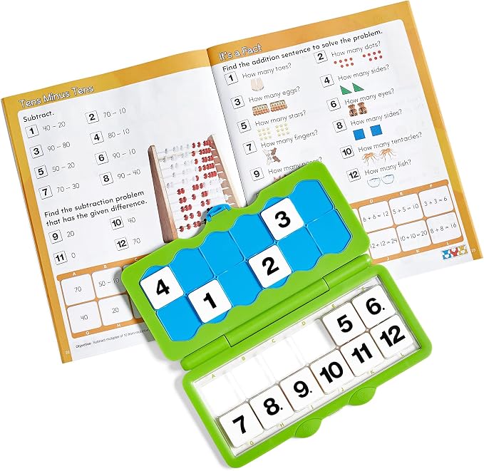 hand2mind VersaTiles Math Practice Take Along Set for Grade 1, Homeschool Curriculum, Math Workbook for Students, Elementary Classroom Must Haves, First Grade Learning Activities