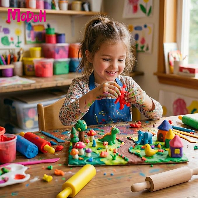 12-Color Oil Based Modeling Clay, Non-Hardening Reusable Plasticine, Non-Toxic Sulfur-Free Sculpting Clay for Kids & Artists (50g Each, 600g Total)