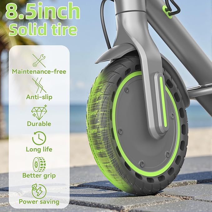 Roinside Electric Scooter for Big Kids - 8.5"/10''/14'' Solid Tires, 350W Motor, Up to 12Miles Long-Range Portable Commuting Scooter with Double Braking System, App