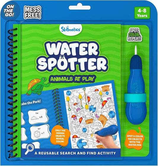 Skillmatics Reusable Search & Find Book - Water Spotter, Mess-Free Paint with Water Kit, Learning Activity, Animals, Screen-Free Fun, Travel Toy, Gifts for Boys & Girls Ages 4, 5, 6, 7, 8