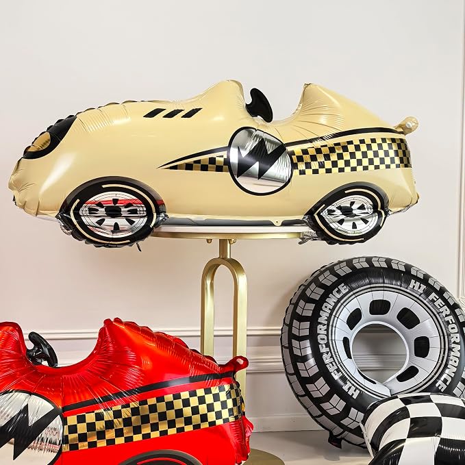 3D Self standing Race Car Tire Foil Balloon car balloons for birthday boy race Themed party Baby Shower Decorations Supplies