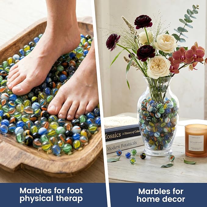 POPLAY Colorful Glass Marbles, 0.6 inch Marbles Bulk for Kids Marble Games,DIY and Home Decoration