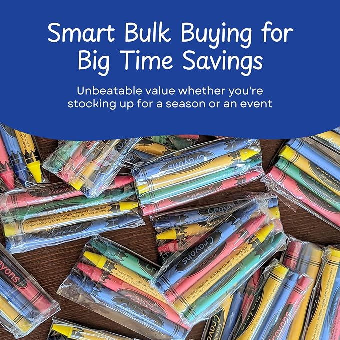 CrayonKing 100 Bulk Crayons, 25 Individually Wrapped 4-Packs | Non-Toxic, Perfect for Restaurants, Perfect for Classrooms, Perfect for Parties, Goodie Bag Fillers, 4 Assorted Colors