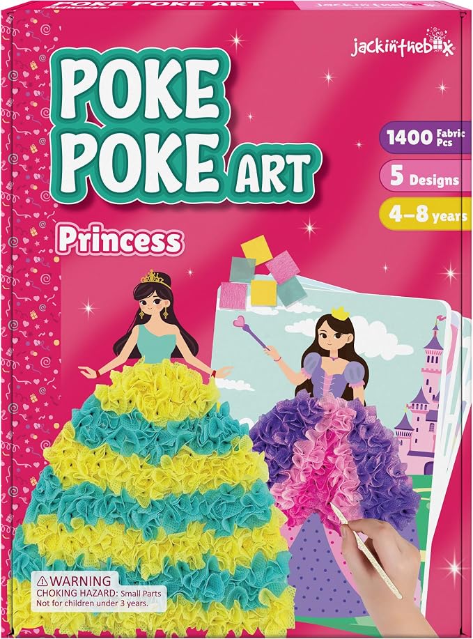 jackinthebox Poke Poke Art – Mess-Free Sewing Art for Kids, Great Gift for Children, Toys for Girls and Boys Ages 4 5 6 7 8 (Princess)