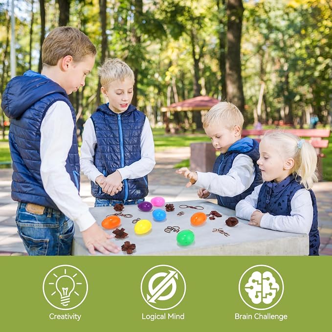 24 Pcs Brain Teaser Puzzles for Adults and Teens - Metal Puzzles 3D Puzzle Game Toys for Adults Teens - Wooden Unlock Interlocking Puzzle Adult IQ Education Smart Toys