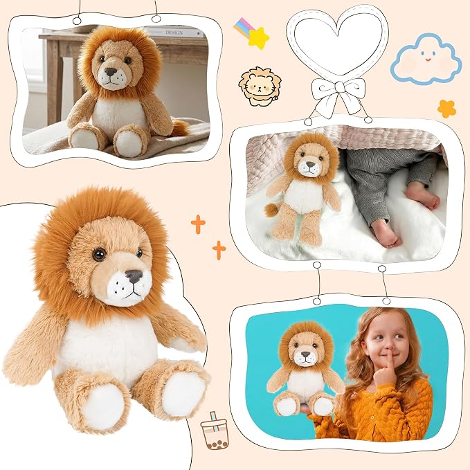 Stuffed Animal Plush Toy Soft Plushie Cuddly Lion Cute Plush Toy for Kids Toddlers Boys Girls Birthday Christmas Nursery Decor Party Favors