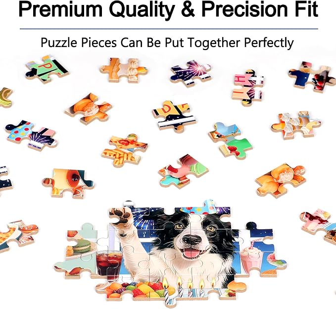 MZZOTOY Dog Birthday Party Puzzle for Kids Ages 4-8, 100 Pieces Jigsaw Puzzles for Kids Ages 3-5， Learning Educational Puzzles Toys Great Gift for Boys Girls in a Metal Box